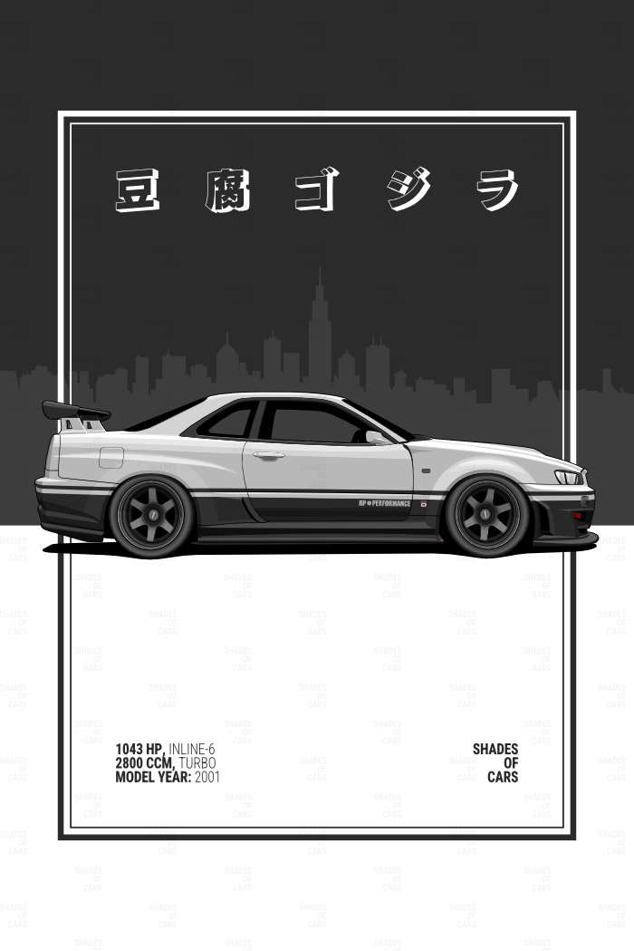 豆腐ゴジラ ("Tofu Godzilla") | JDM Automotive Poster