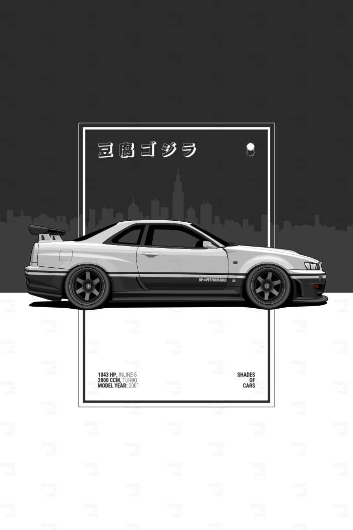 豆腐ゴジラ ("Tofu Godzilla") | JDM Automotive Poster