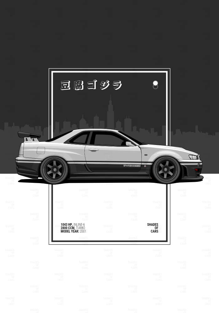 豆腐ゴジラ ("Tofu Godzilla") | JDM Automotive Poster
