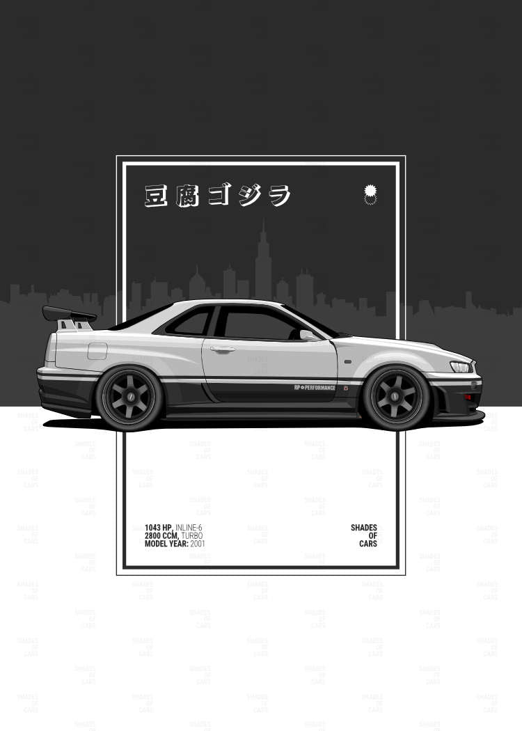 豆腐ゴジラ ("Tofu Godzilla") | JDM Automotive Poster