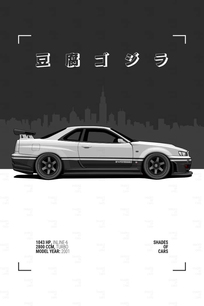 豆腐ゴジラ ("Tofu Godzilla") | JDM Automotive Poster