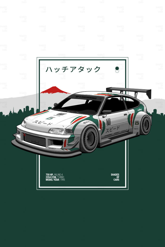 ハッチアタック ("Hatch Attack") | JDM Automotive Poster