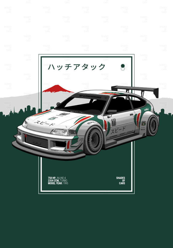 ハッチアタック ("Hatch Attack") | JDM Automotive Poster