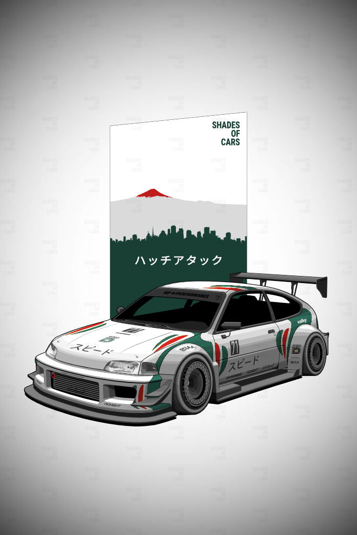 ハッチアタック ("Hatch Attack") | JDM Automotive Poster