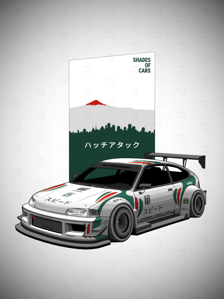 ハッチアタック ("Hatch Attack") | JDM Automotive Poster