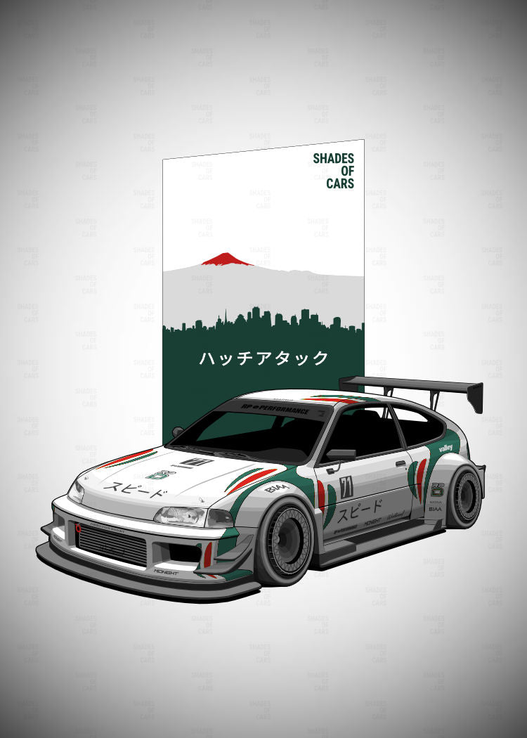 ハッチアタック ("Hatch Attack") | JDM Automotive Poster